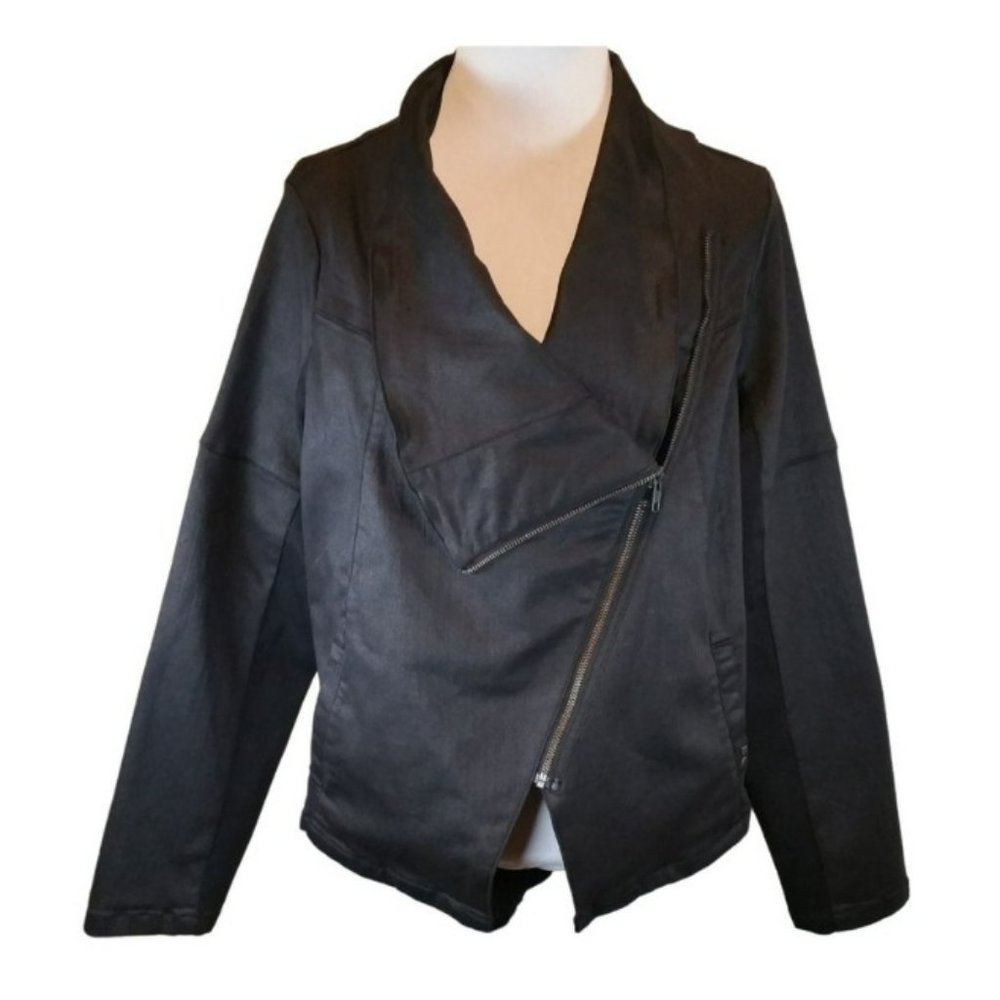 NEW- RWN by Rawan Women's Black Moto Jacket Comfort Stretch Size 2XL